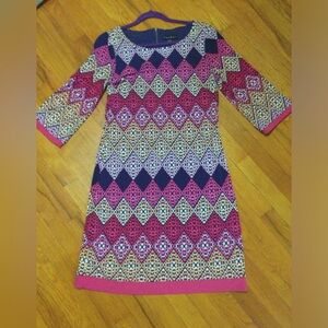 Tribal Gently Worn Colorful Geometric Pattern Dress